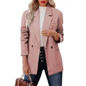 𝅺women's Casual Long Sleeve Blazer Jacket Nude Pink